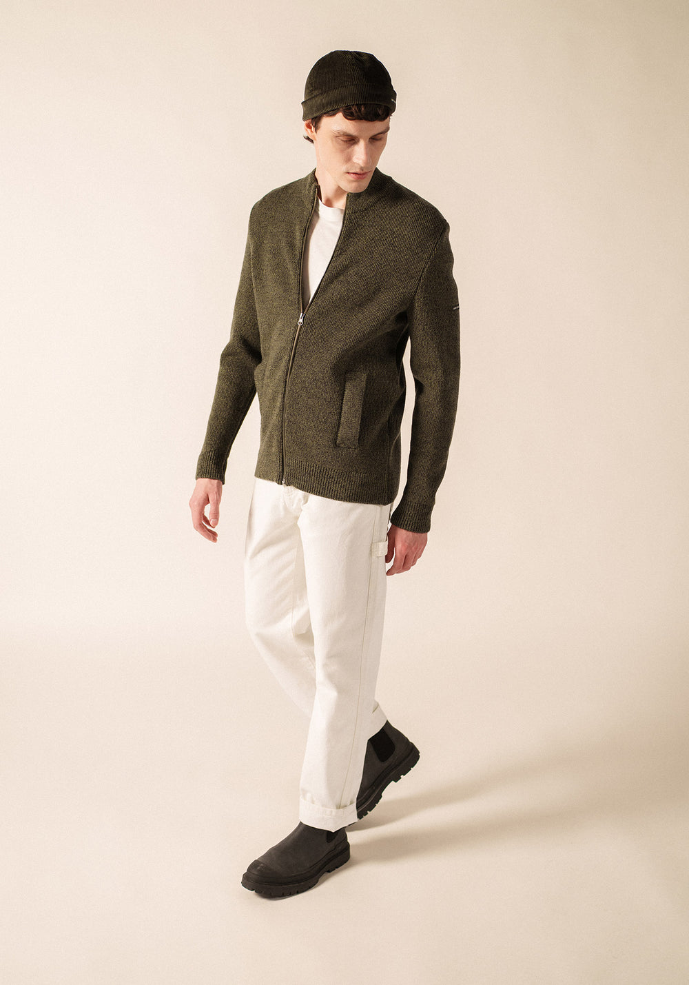 PIAU Cardigan (GRAY / OLIVE GREEN)