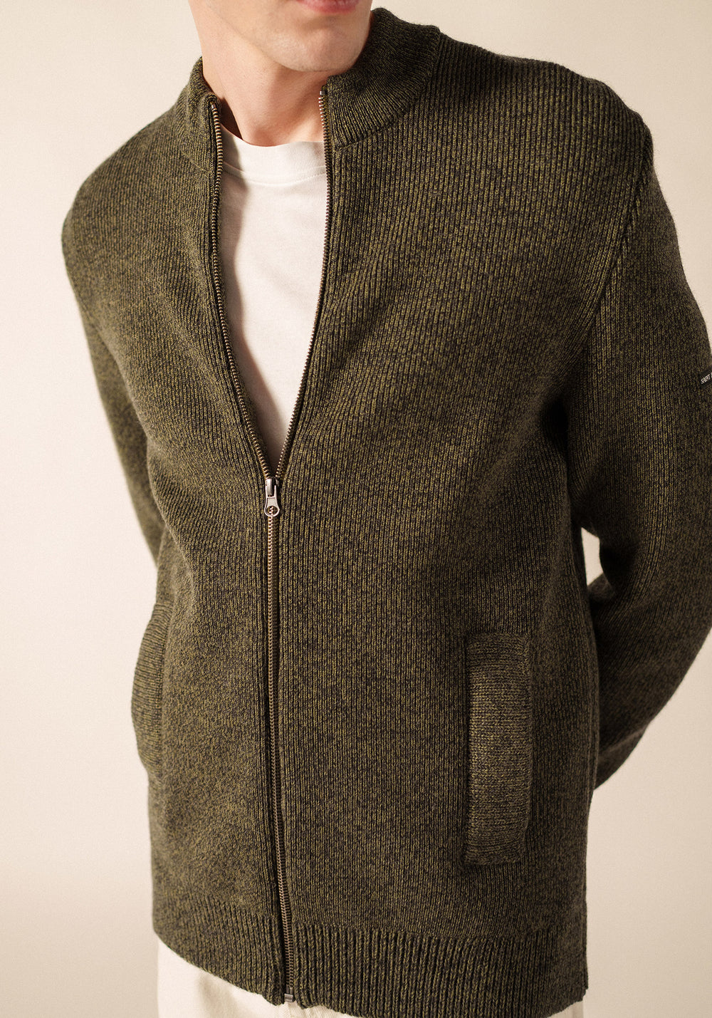 PIAU Cardigan (GRAY / OLIVE GREEN)