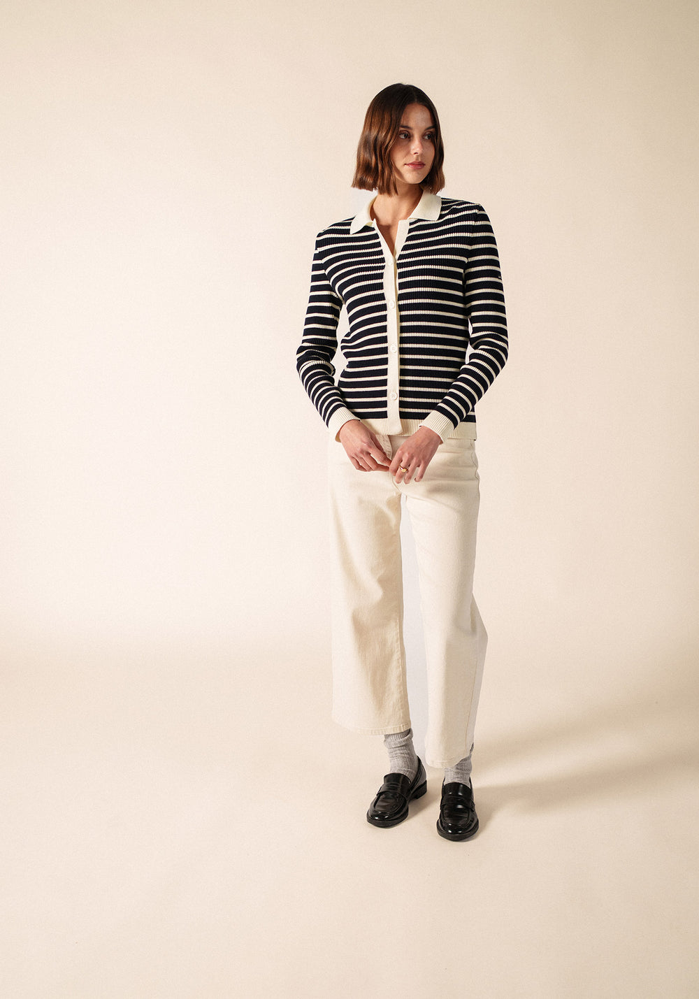 EQUAINVILLE Cardigan (NAVY / IVORY)