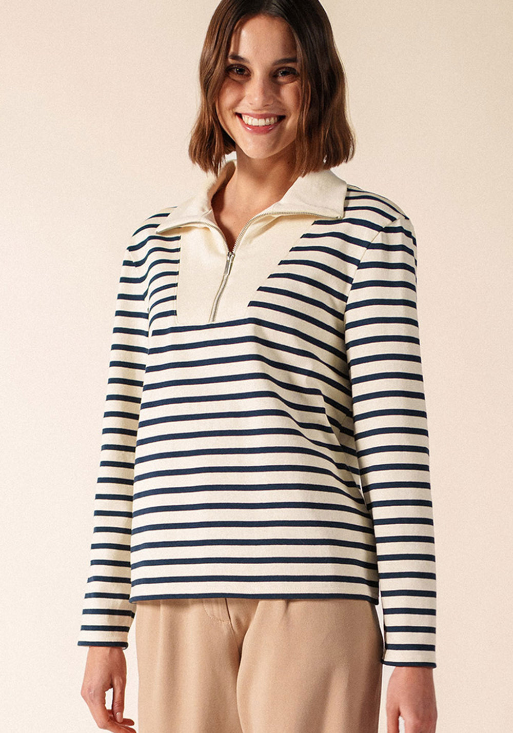 LERAN Breton Shirt (ECRU / NAVY)