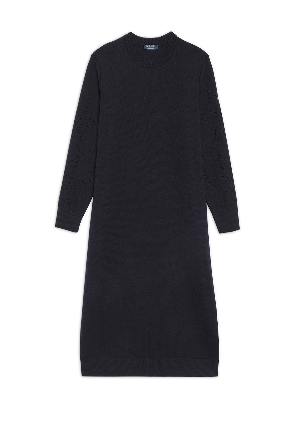 ASCOU Pointelle Sleeve Sweater Dress (NAVY)