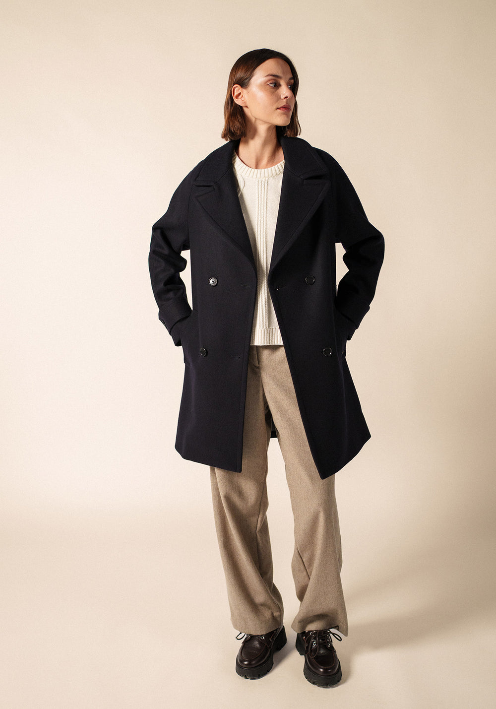 ST LAURA Winter Trench Coat (NAVY)