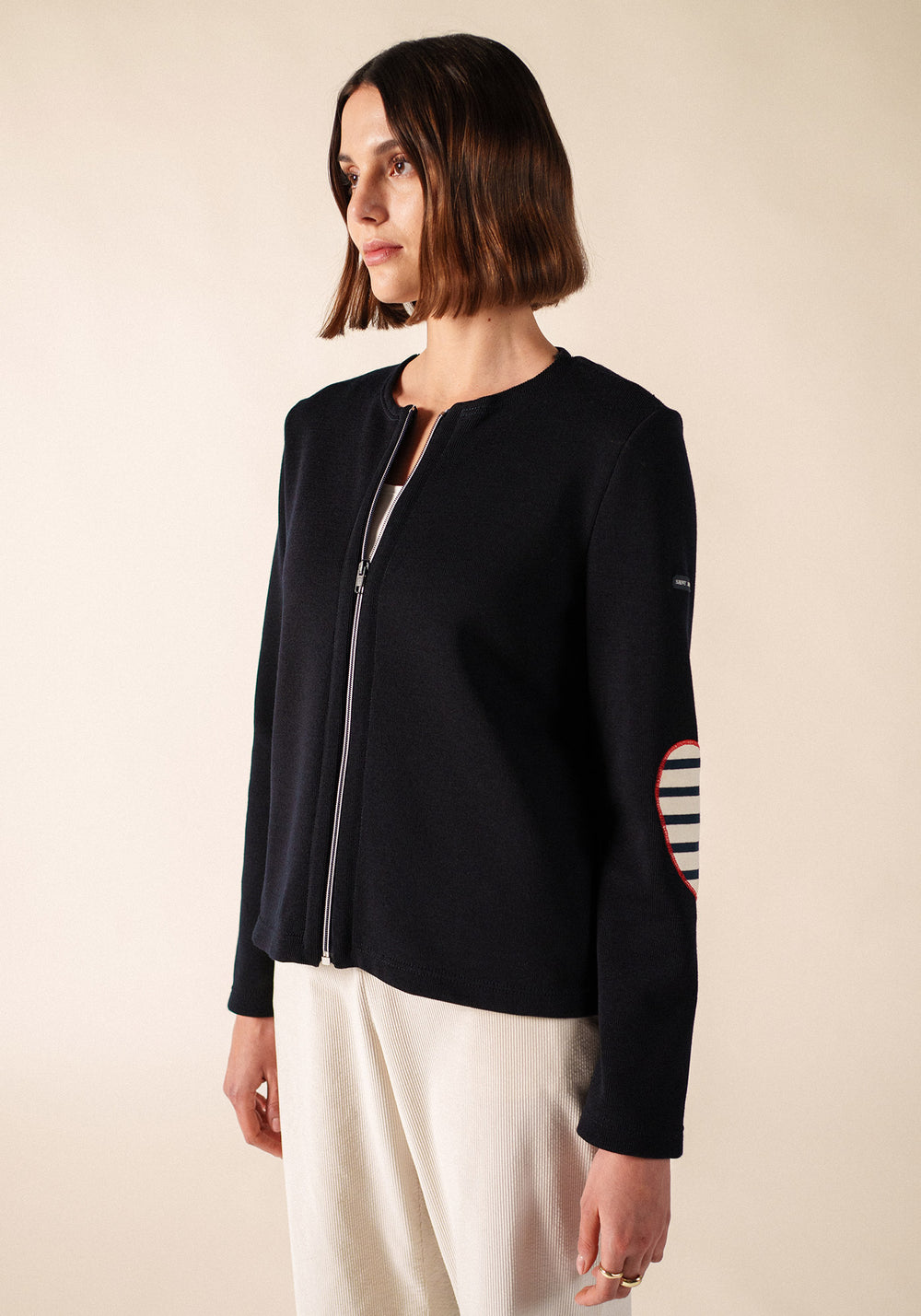 VAUJANY GEMINI CARDI Wool Cardigan (NAVY / ECRU / RED)