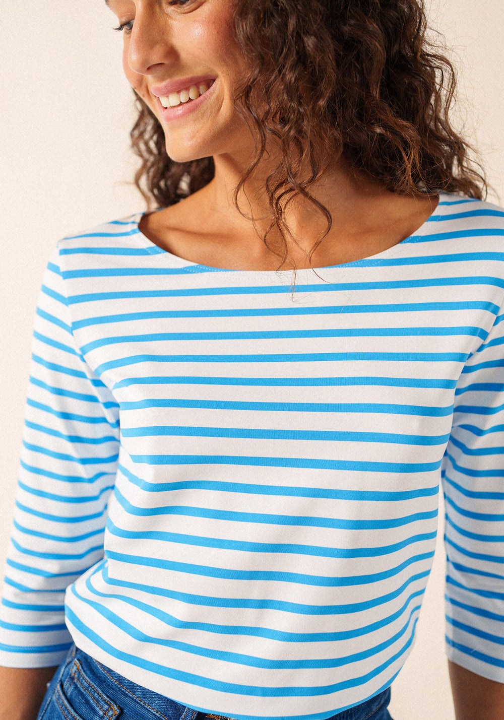 GARDE-COTE III Anti UV Top (WHITE / CAPRI BLUE)