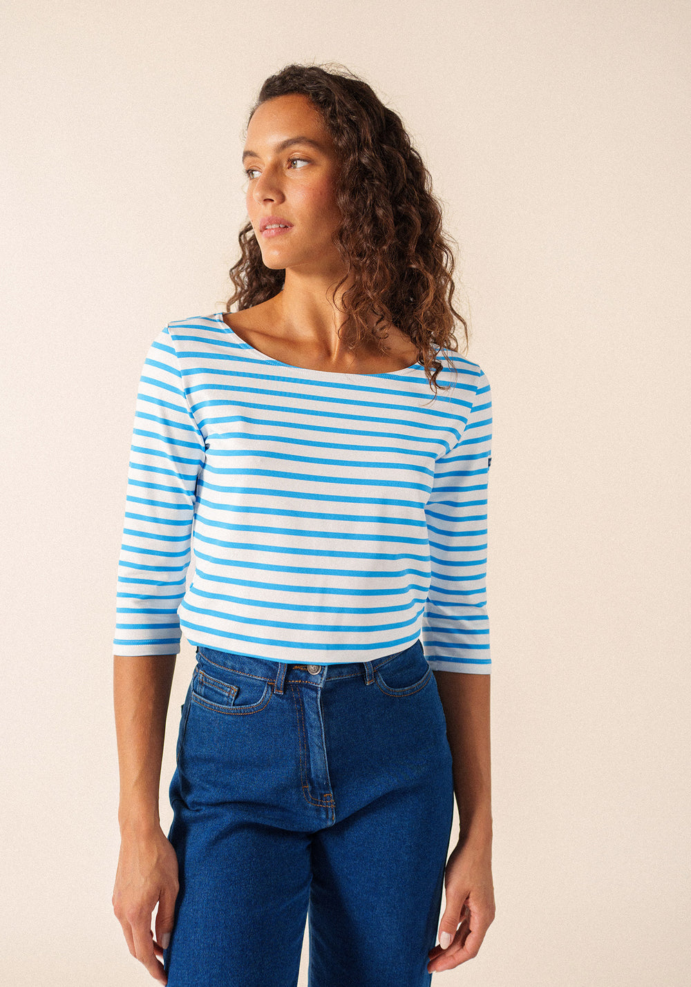 GARDE-COTE III Anti UV Top (WHITE / CAPRI BLUE)