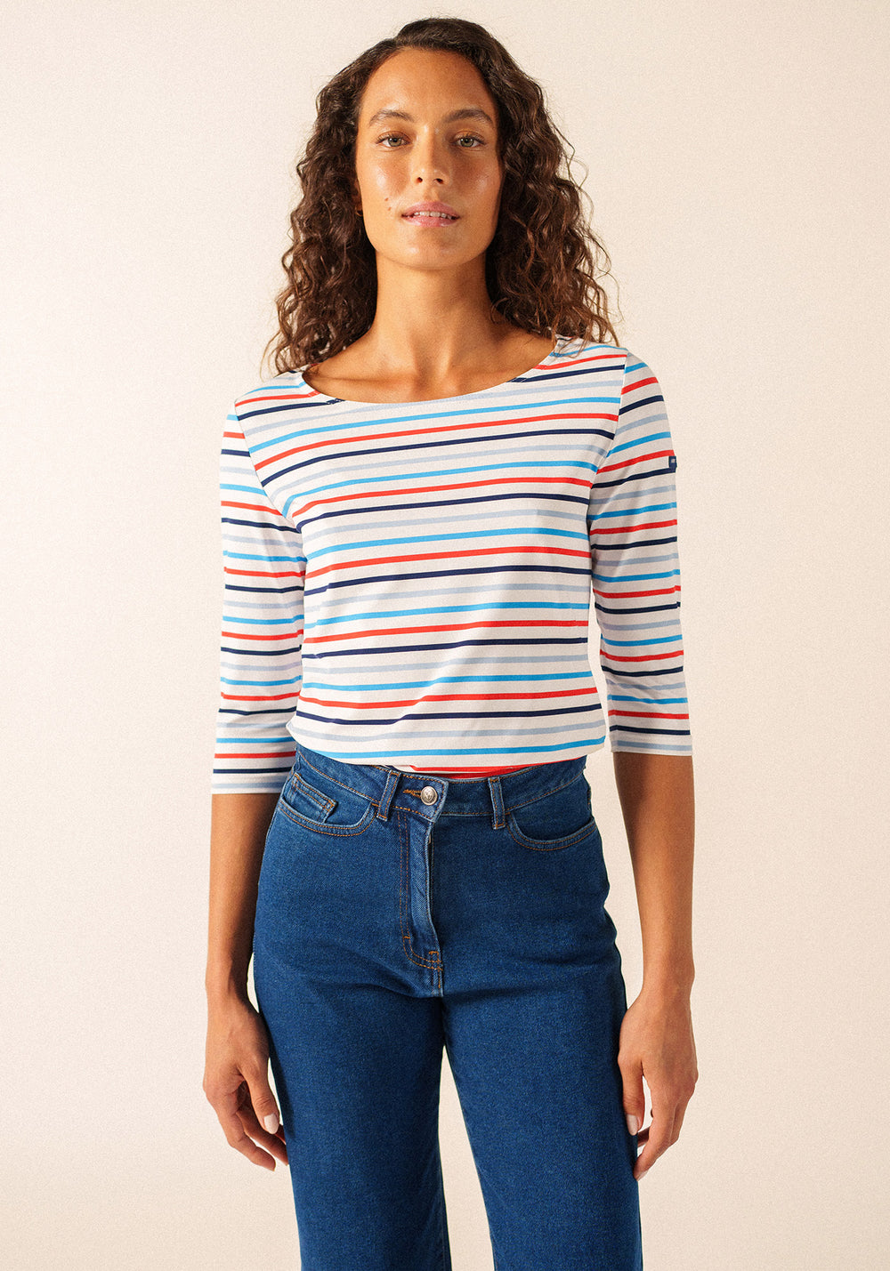 GARDE-COTE MULTICOLOR Striped Top (WHITE / CAPRI BLUE)