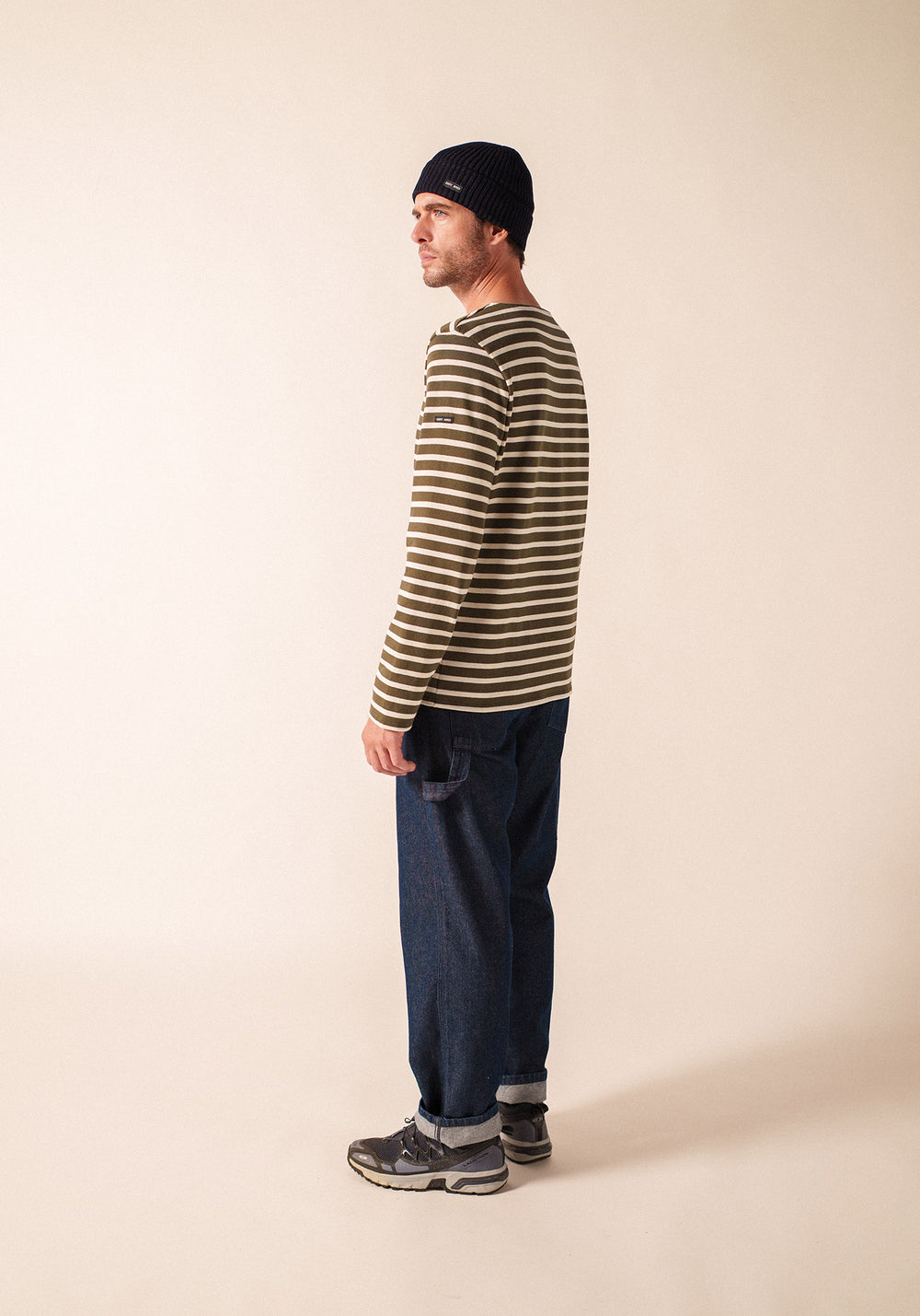 MERIDIEN MODERNE Breton Shirt (MOSS GREEN / ECRU)