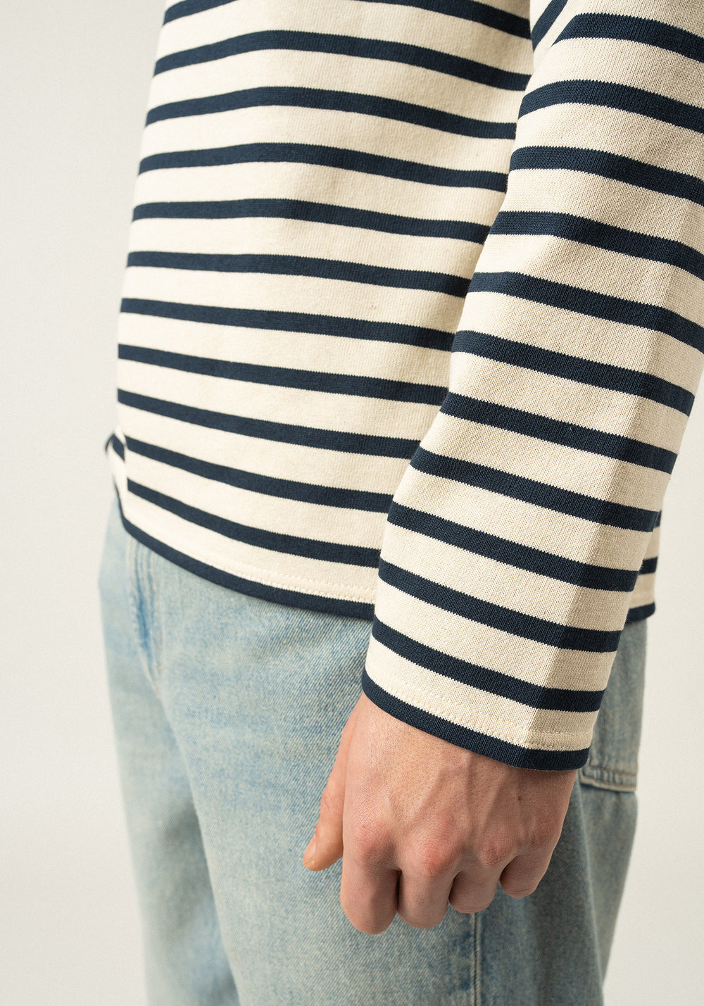 MERIDIEN MODERNE - Original Breton Shirt | Heavyweight Cotton | Men Fit (ECRU / NAVY)