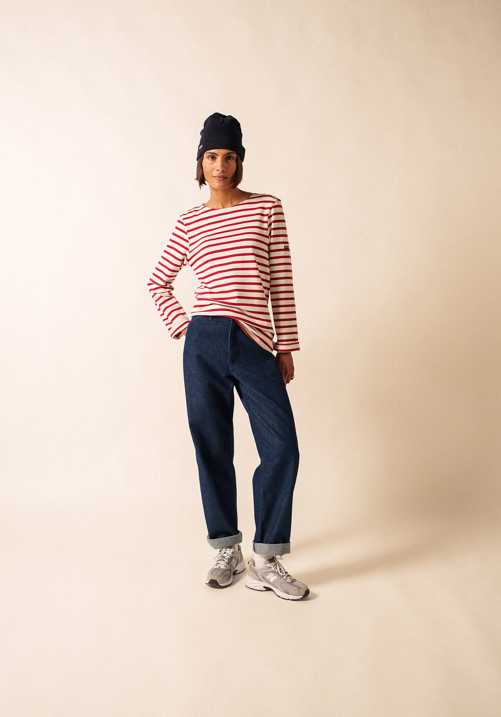 MERIDIEN MODERNE Breton Shirt (ECRU / MAROON)