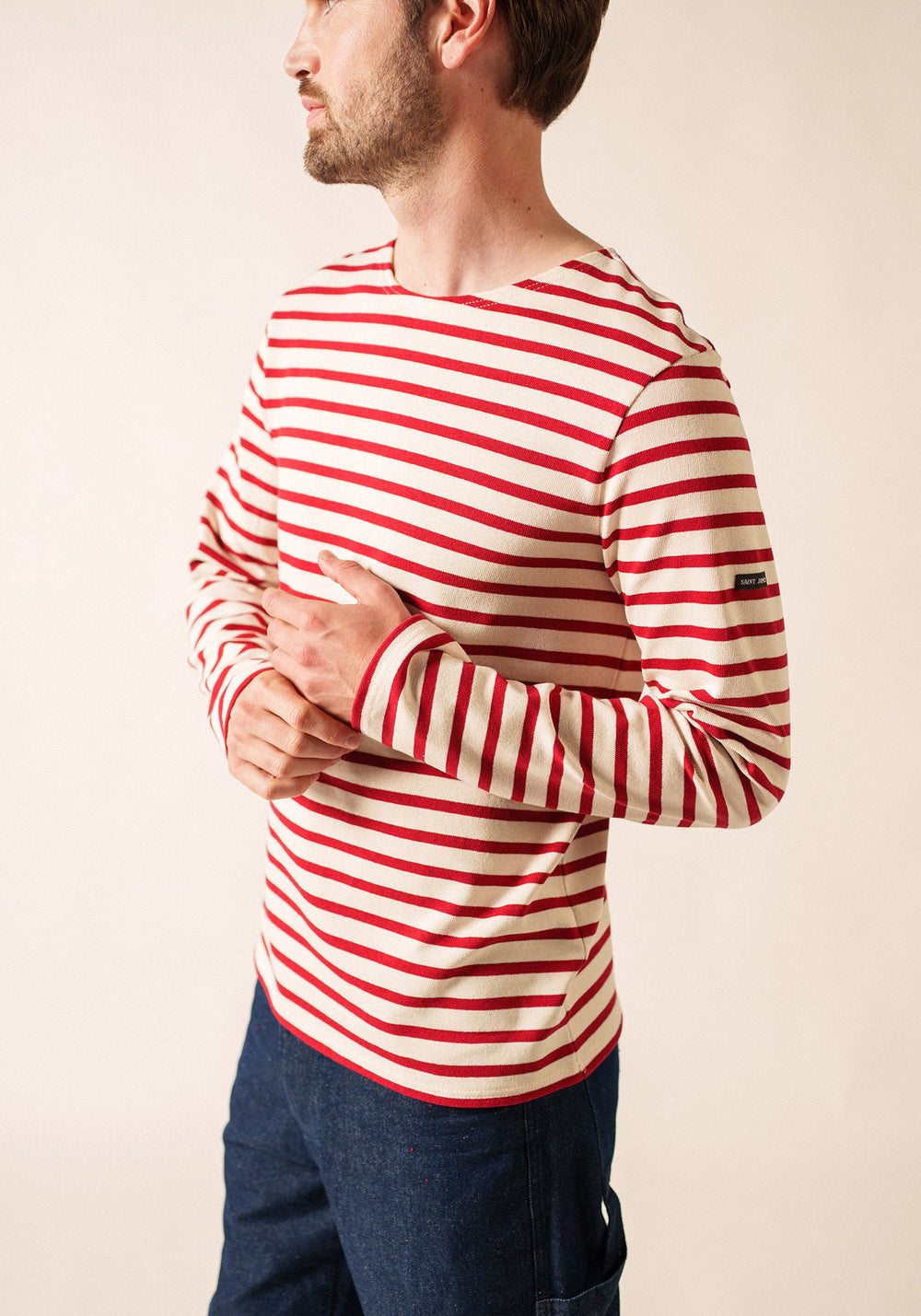 MERIDIEN MODERNE Breton Shirt (ECRU / MAROON)