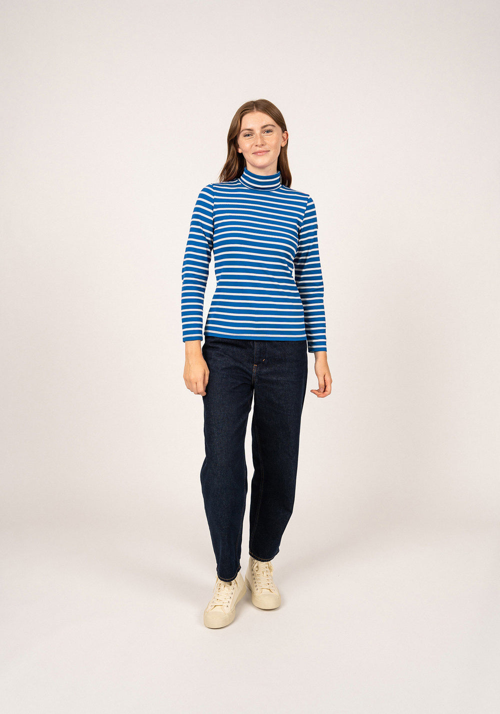 Oural Striped Turtleneck ( DEEP TEAL / IVORY)