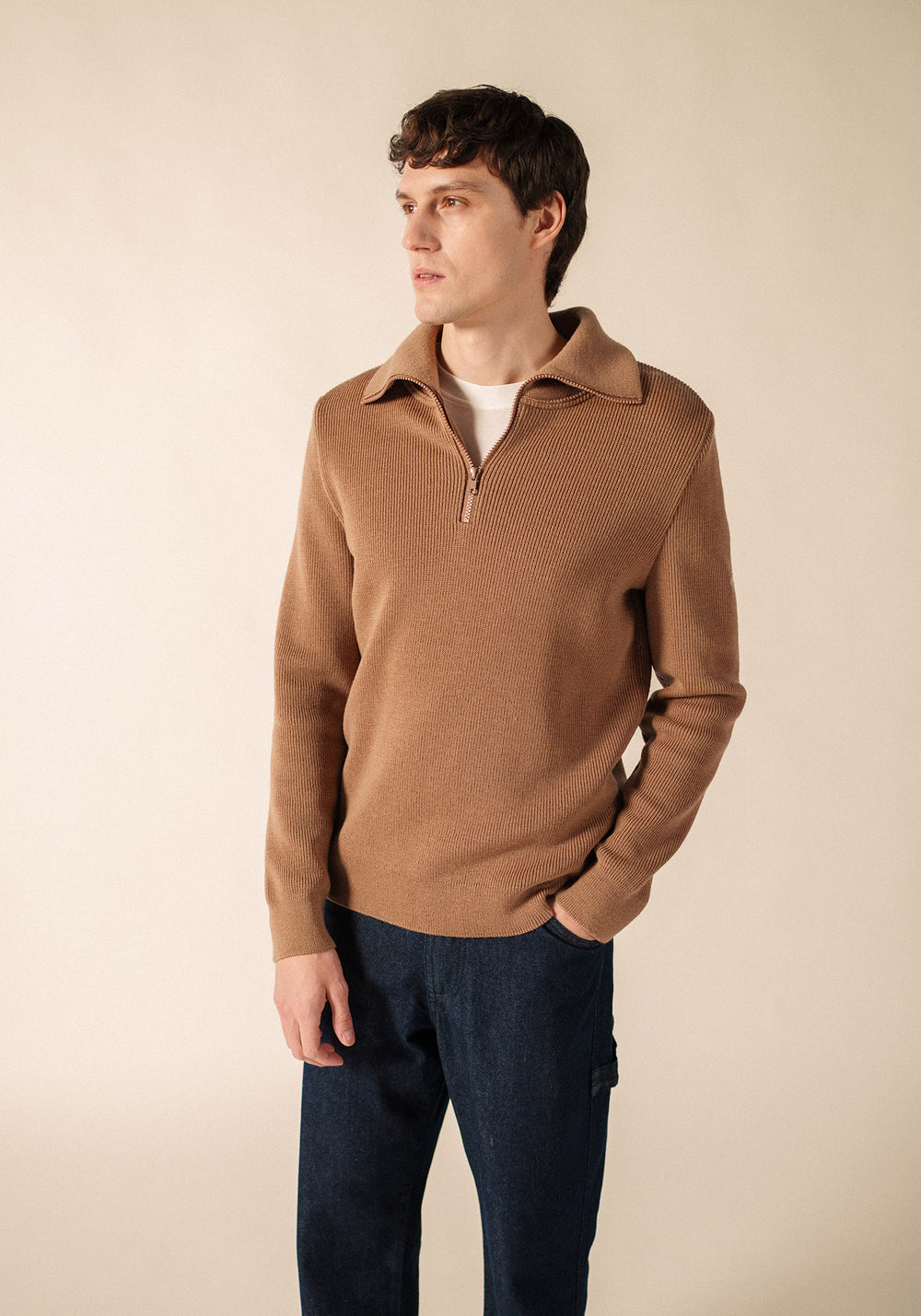 COTENTIN Trucker Sweater (DARK BEIGE)