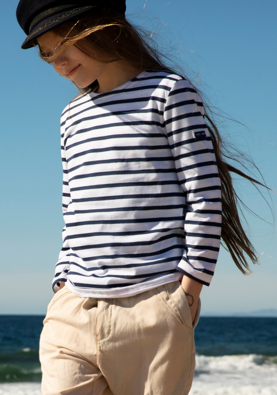 Minquiers Kids Breton Shirt (WHITE / NAVY)