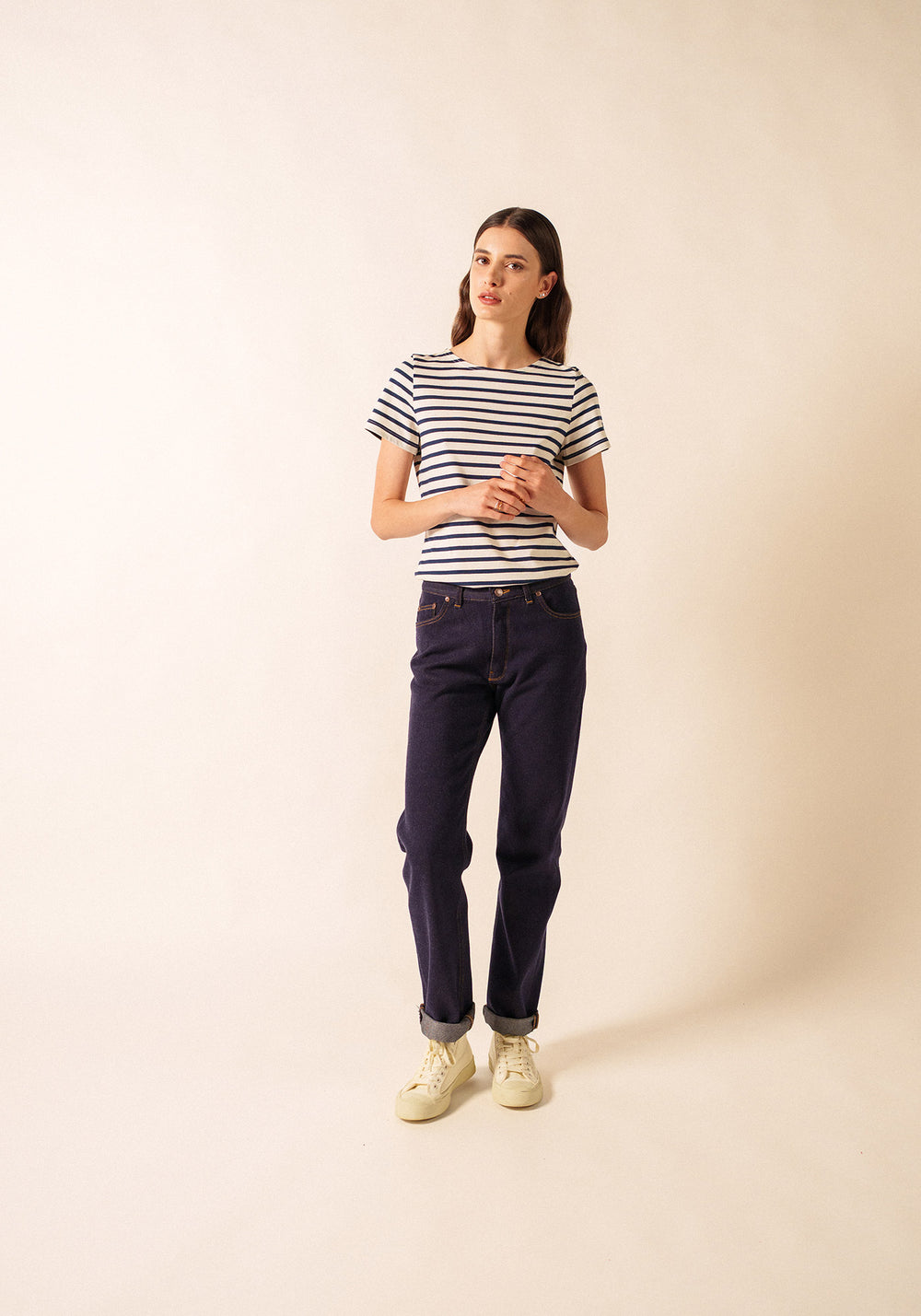 Etrille II Nautical Striped Tee (ECRU / NAVY)