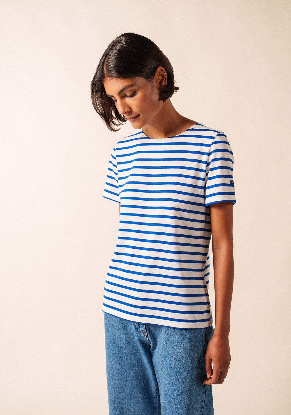 ETRILLE II Nautical Striped Tee (WHITE / ROYAL BLUE)