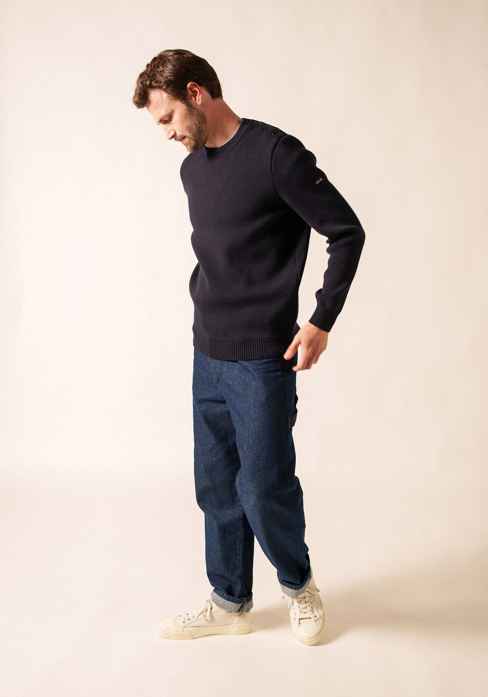 Cancale Fisherman Sweater (NAVY)