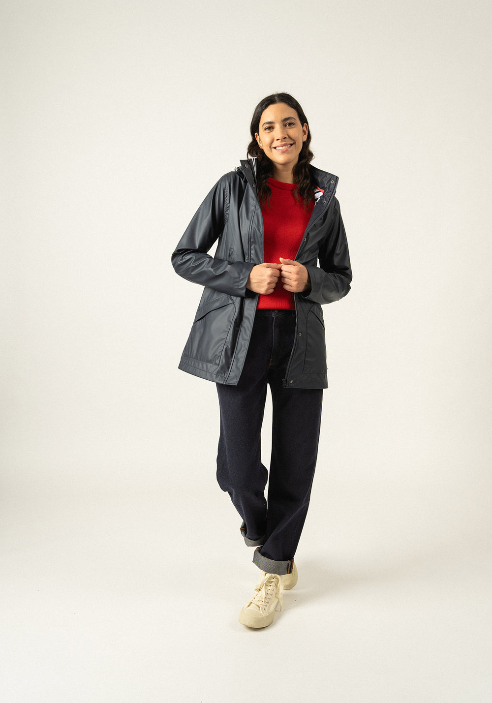 St Morgane Hooded Raincoat (NAVY)