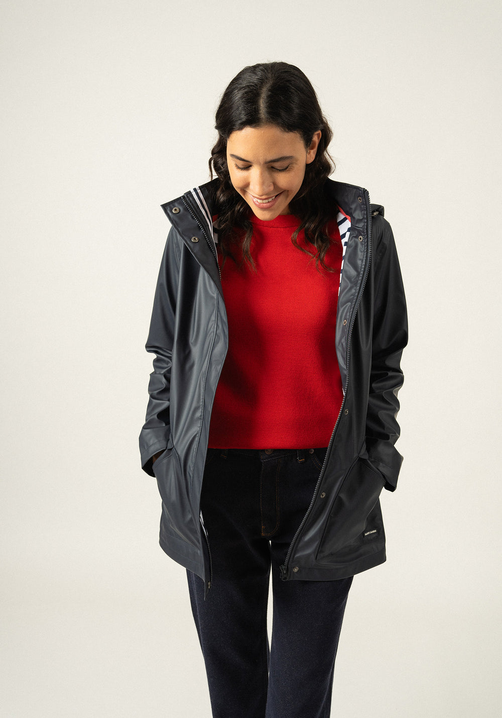 St Morgane Hooded Raincoat (NAVY)