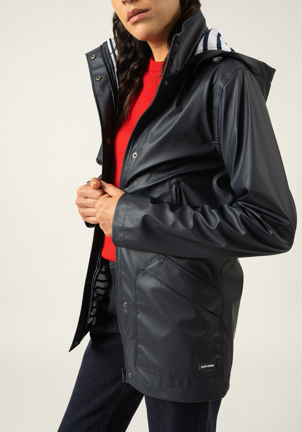 St Morgane Hooded Raincoat (NAVY)