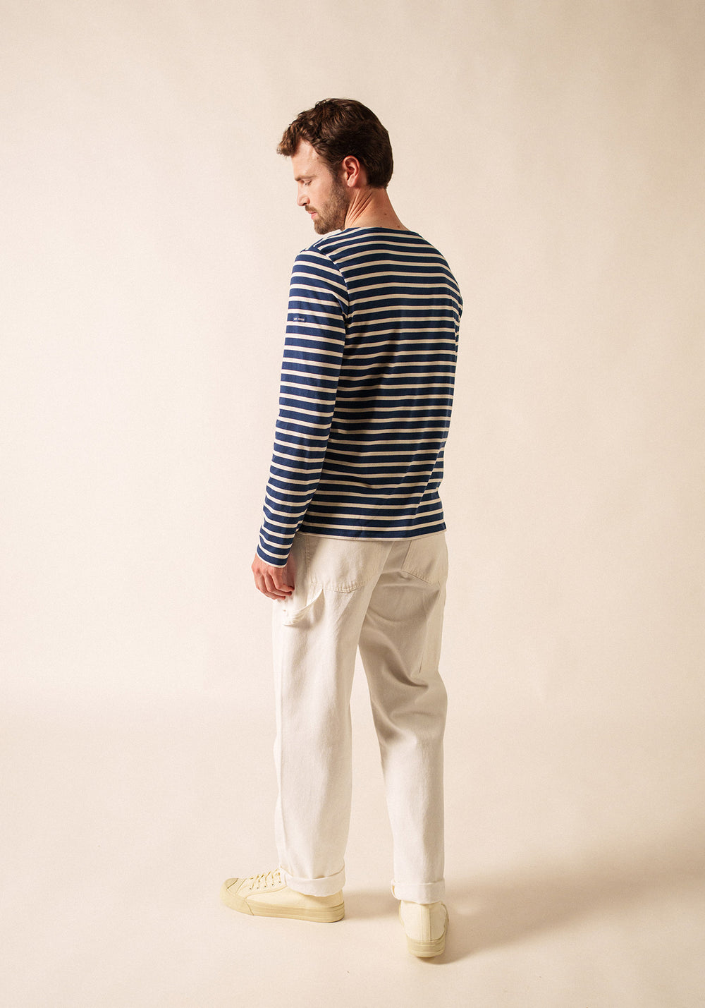 Minquiers Modern Breton Shirt (NAVY / ECRU)