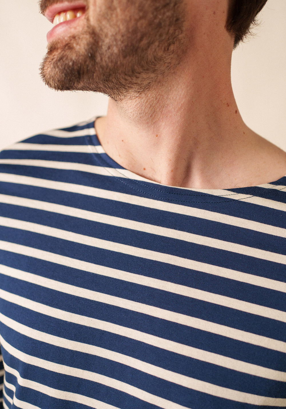 Minquiers Modern Breton Shirt (NAVY / ECRU)