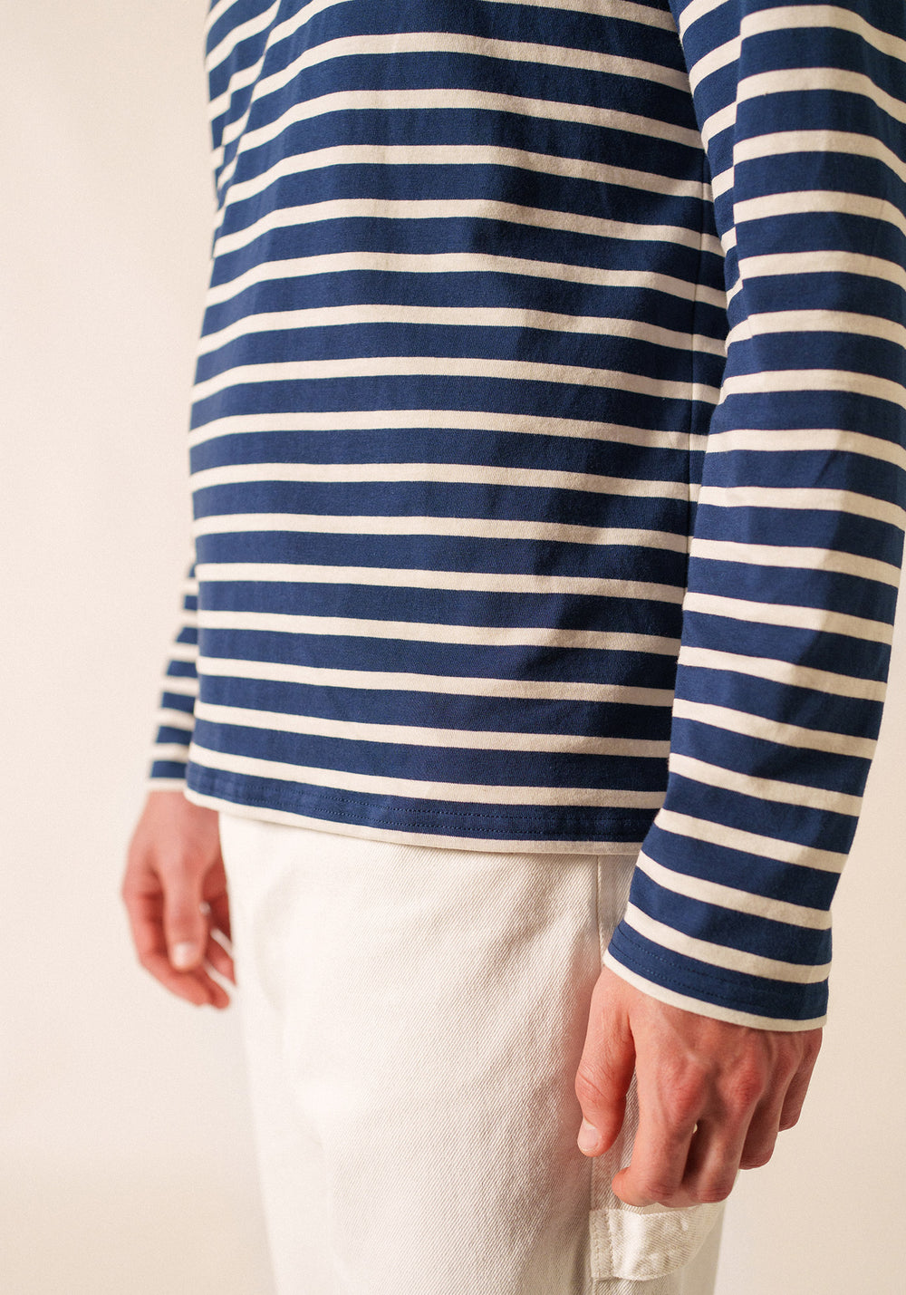 Minquiers Modern Breton Shirt (NAVY / ECRU)