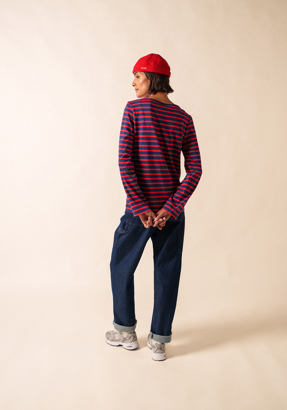 Minquiers Modern Breton Shirt (NAVY / RED)