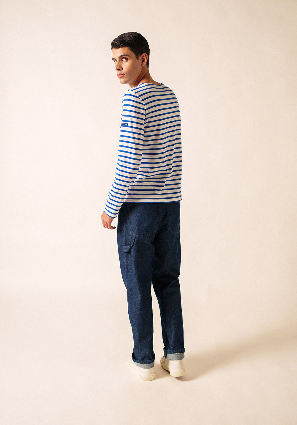 MINQUIERS MODERN Breton Shirt (WHITE / ROYAL BLUE)