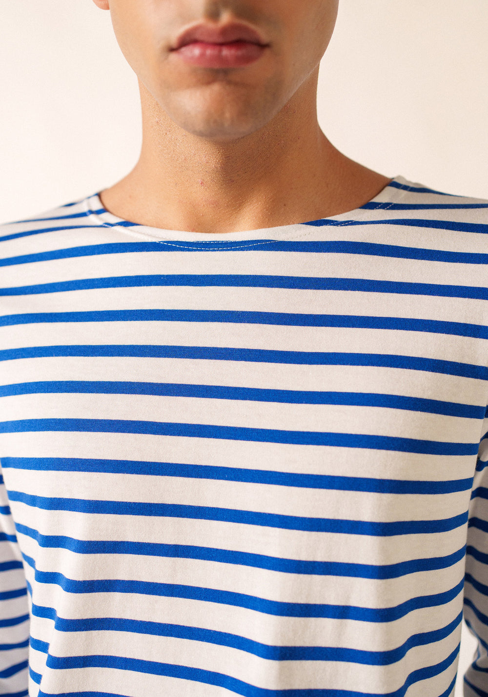 Minquiers Modern Breton Shirt (WHITE / ROYAL BLUE)