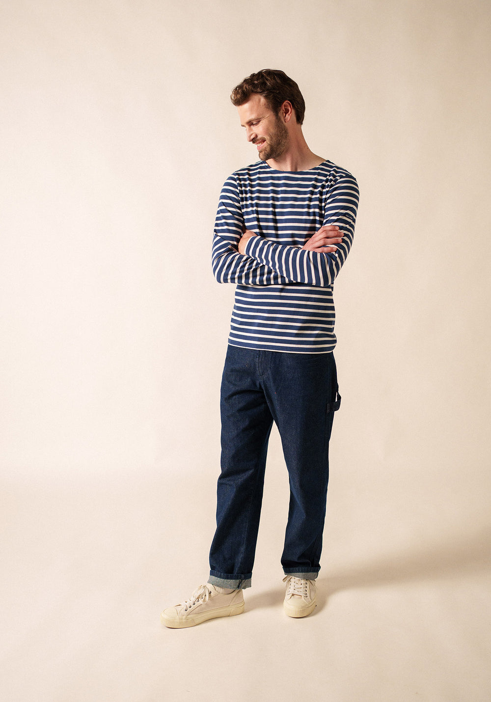 Minquiers Modern Breton Shirt (NAVY / WHITE)