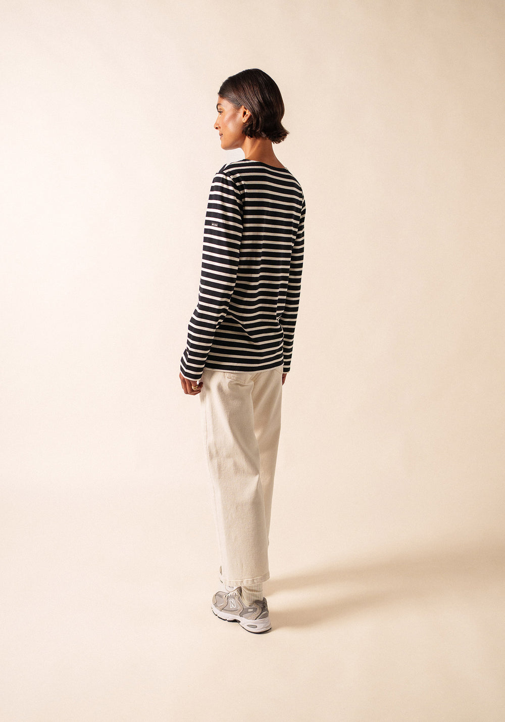 Minquiers Modern Breton Shirt (BLACK / ECRU)