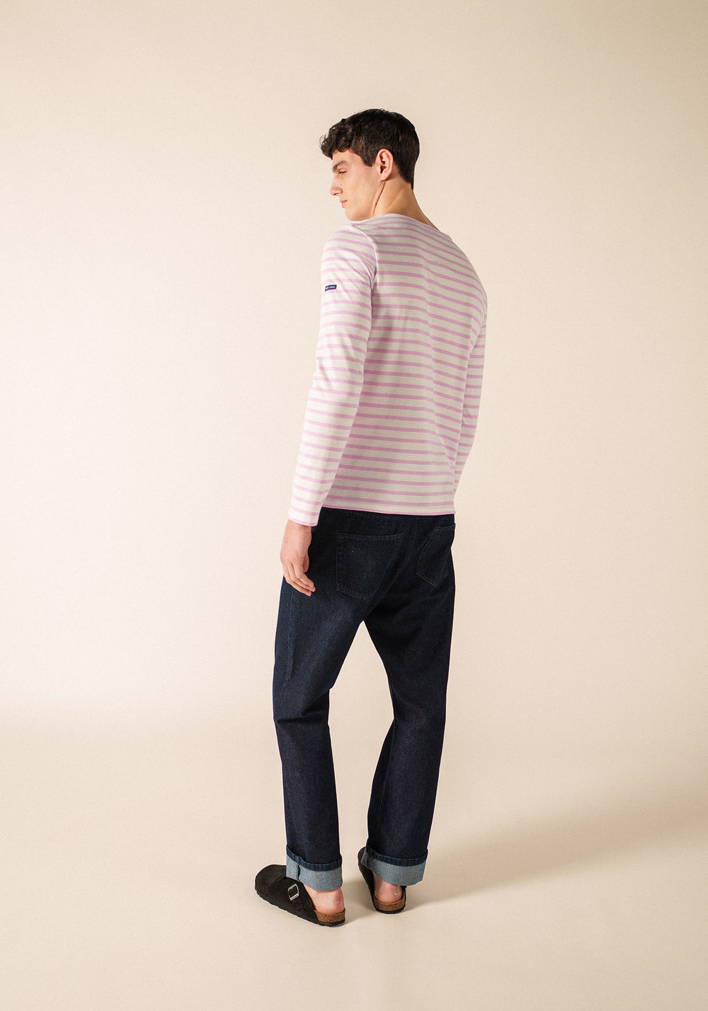 Minquiers Modern Breton Shirt (WHITE / TEA ROSE PINK)