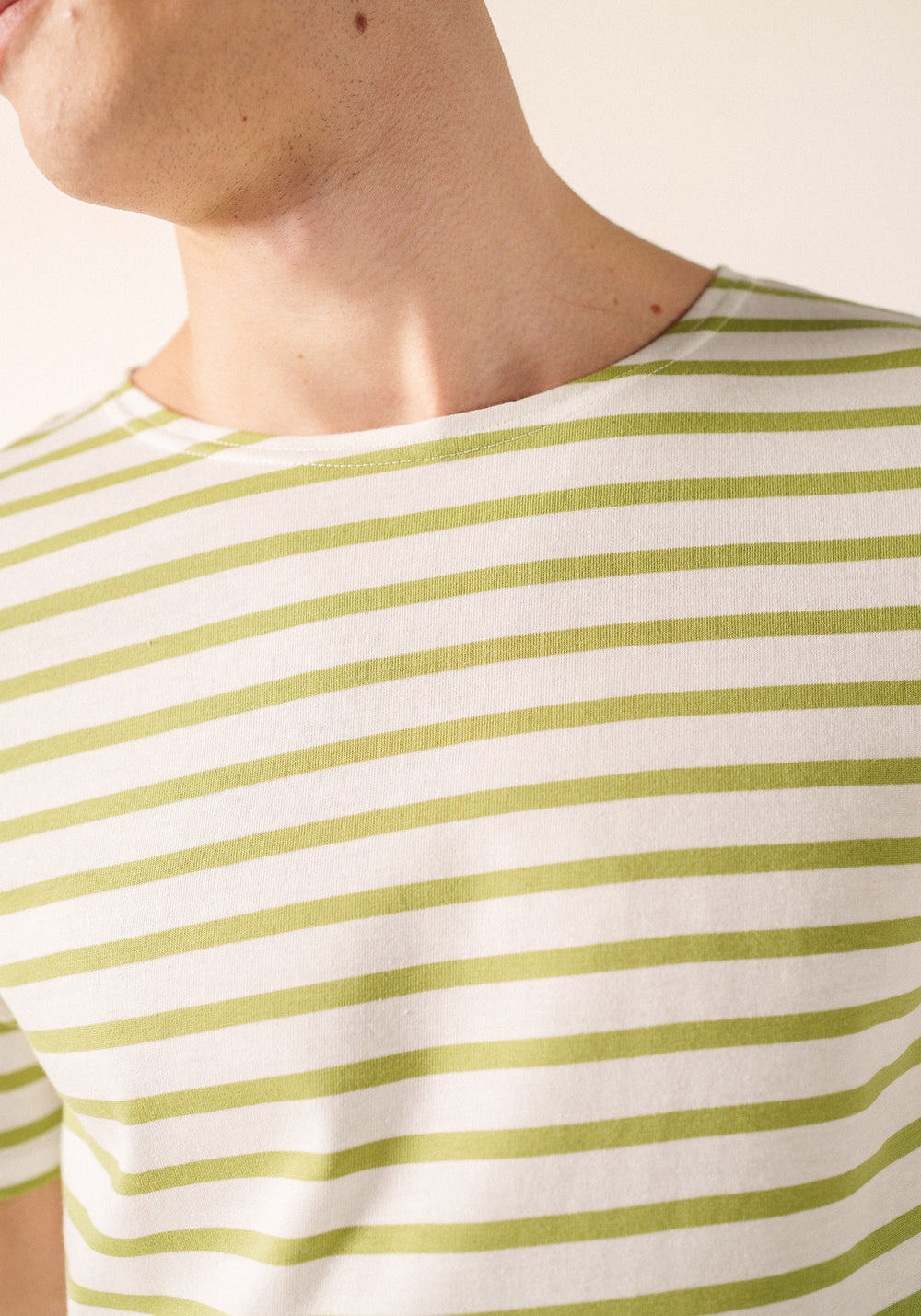 Levant Breton Shirt (WHITE / SAGE OLIVE)