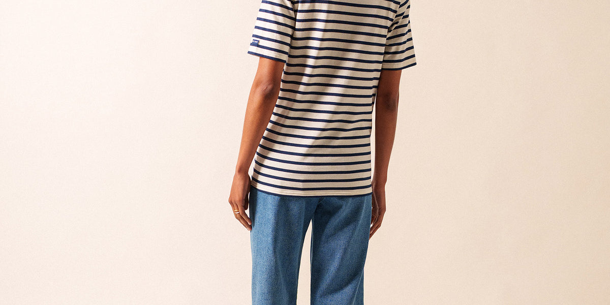 LEVANT MODERN - Breton Stripe Short Sleeve Shirt | Soft Cotton
