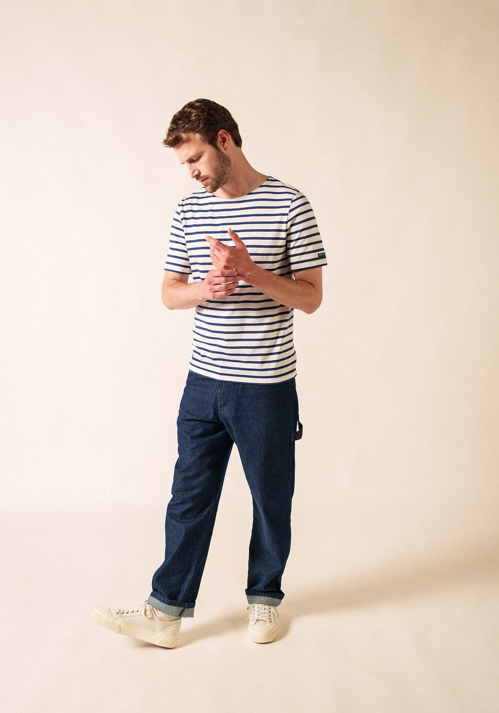 Levant Breton Shirt (WHITE / NAVY)