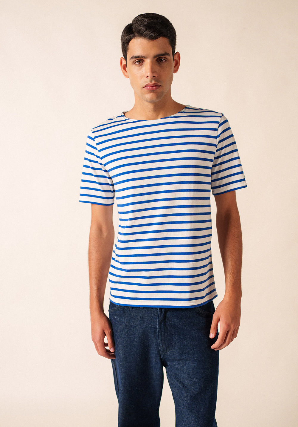 Levant Breton Shirt (WHITE / ROYAL BLUE)