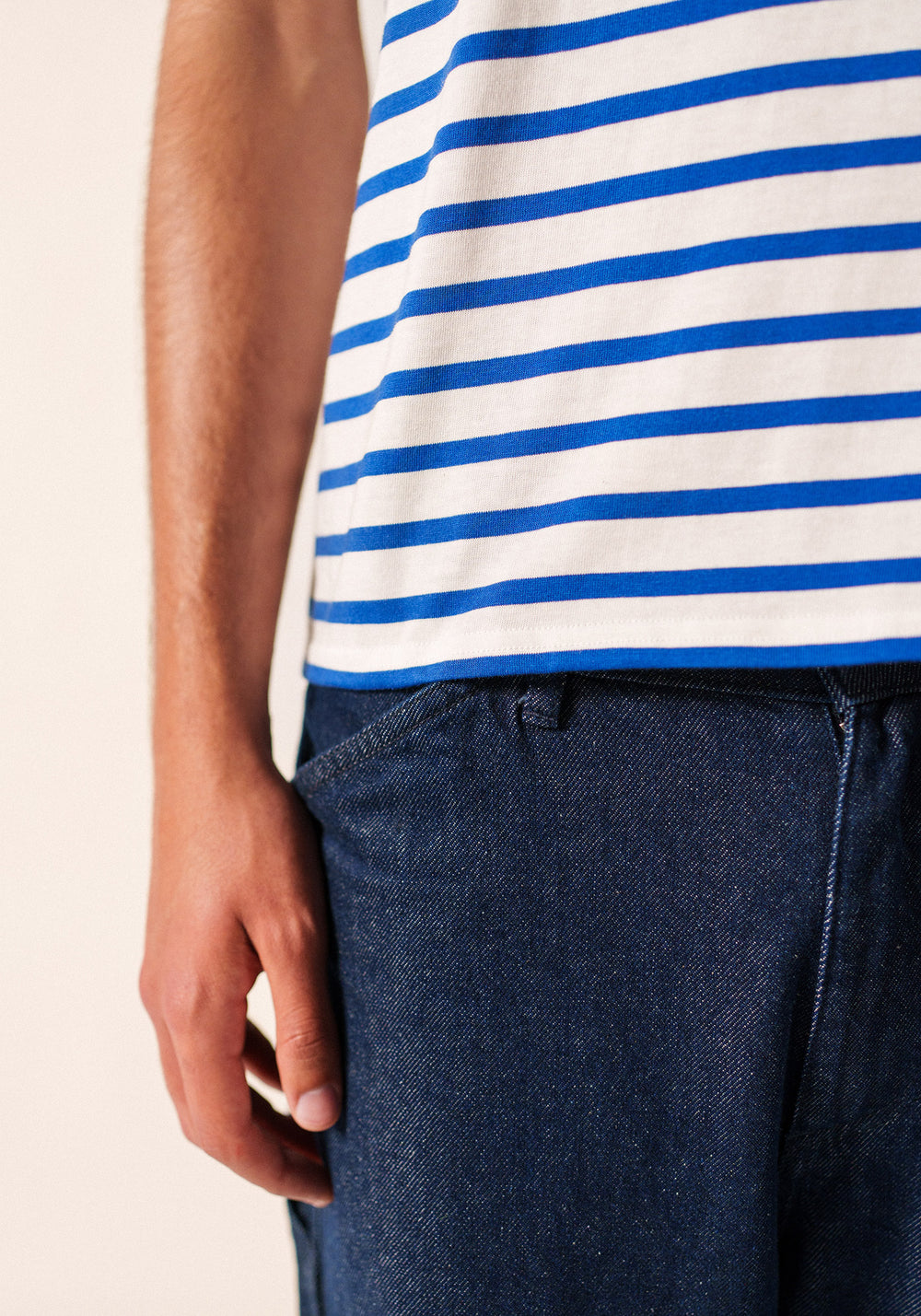 Levant Breton Shirt (WHITE / ROYAL BLUE)