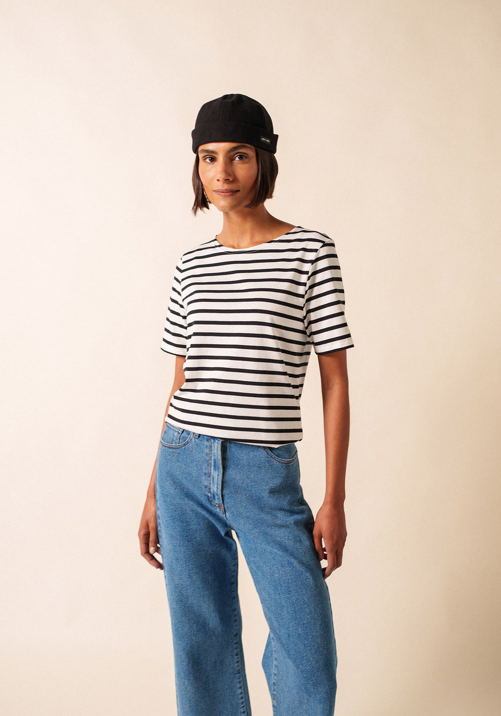 LEVANT MODERN Breton Shirt (WHITE / BLACK)