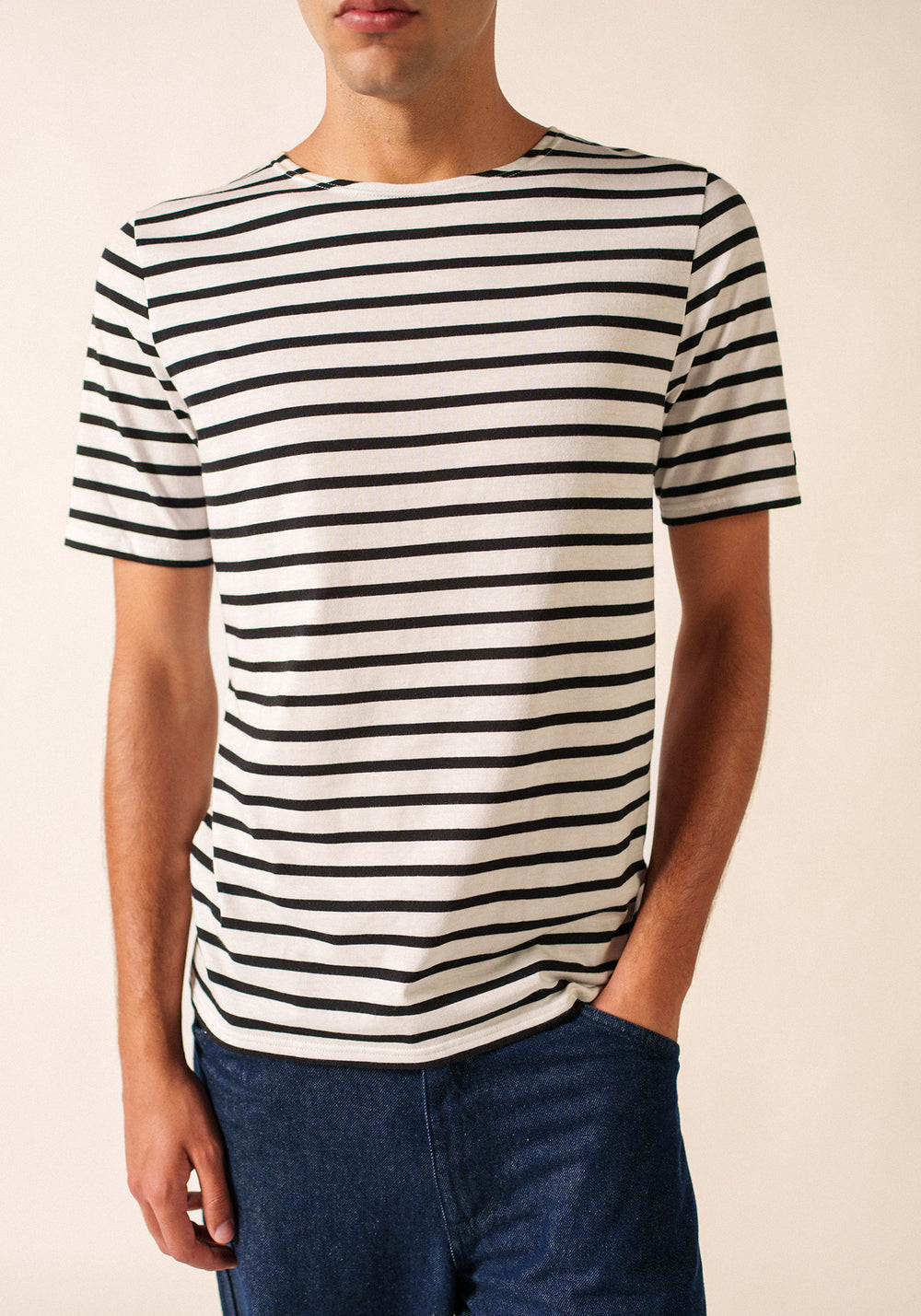 LEVANT MODERN Breton Shirt (WHITE / BLACK)
