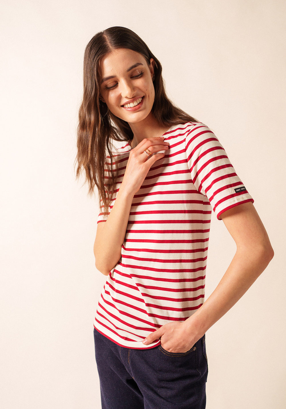 LEVANT MODERN Breton Shirt (ECRU / MAROON)