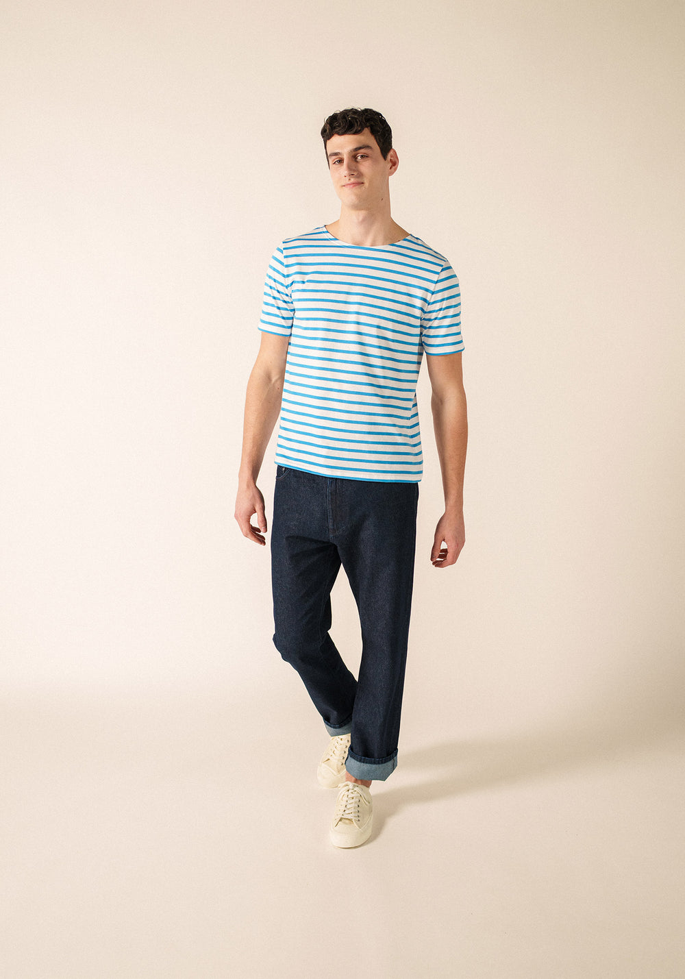 LEVANT MODERN Breton Shirt (WHITE / CAPRI BLUE)