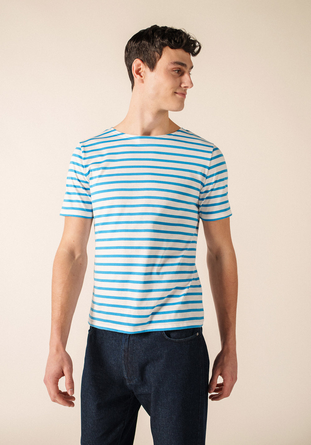 LEVANT MODERN Breton Shirt (WHITE / CAPRI BLUE)
