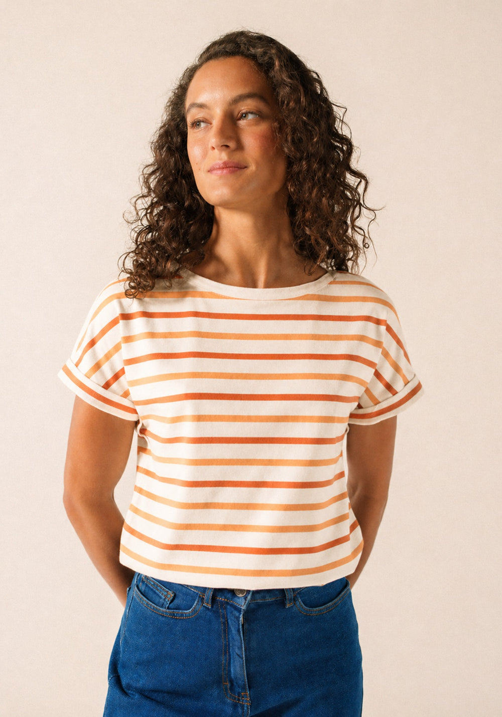 ELISE Boat Neck Striped T-Shirt (INTERWOVEN EARTH)