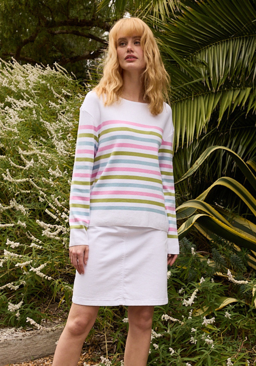 Elfy Stretch Denim Skirt (WHITE)