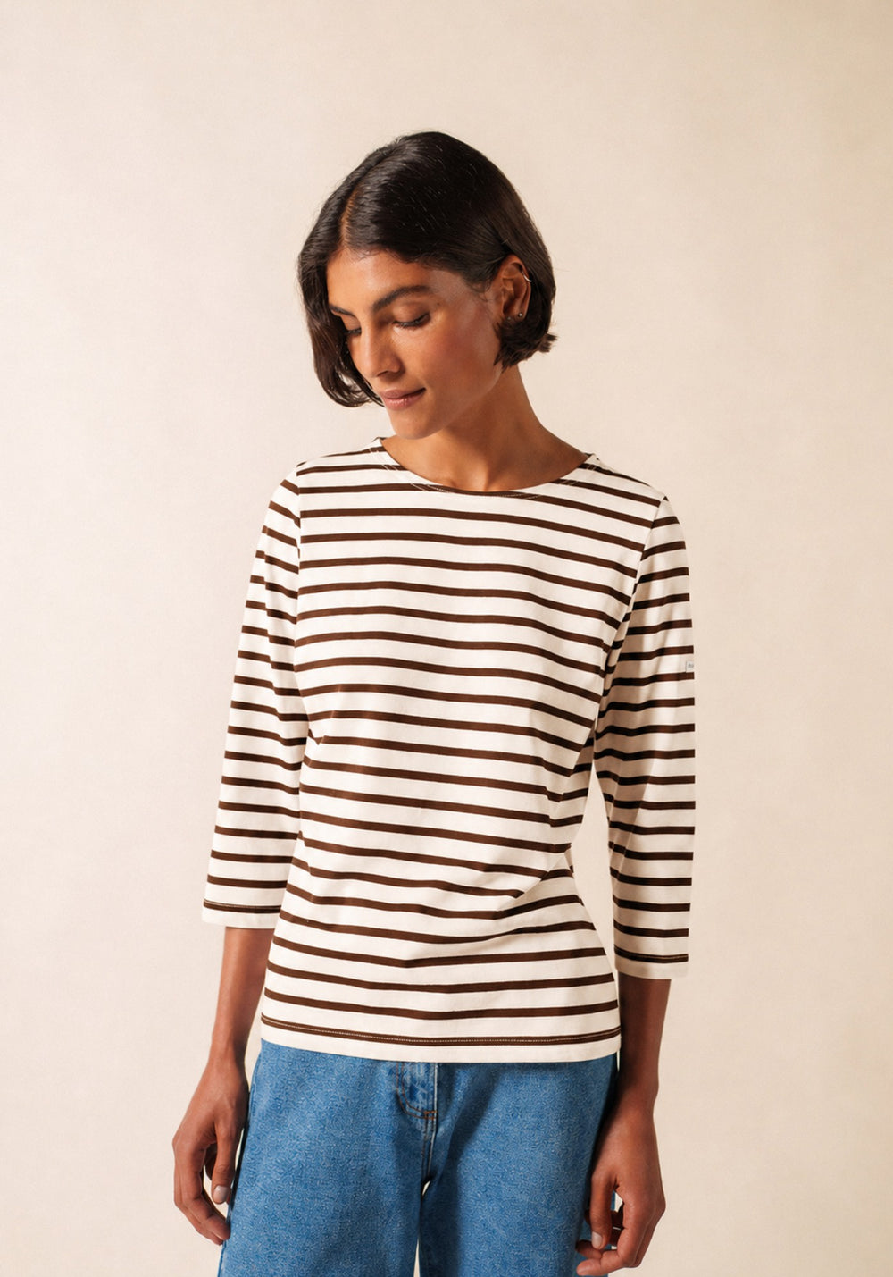 GALATHEE II Breton Striped Top (WHITE / CHOCOLATE)