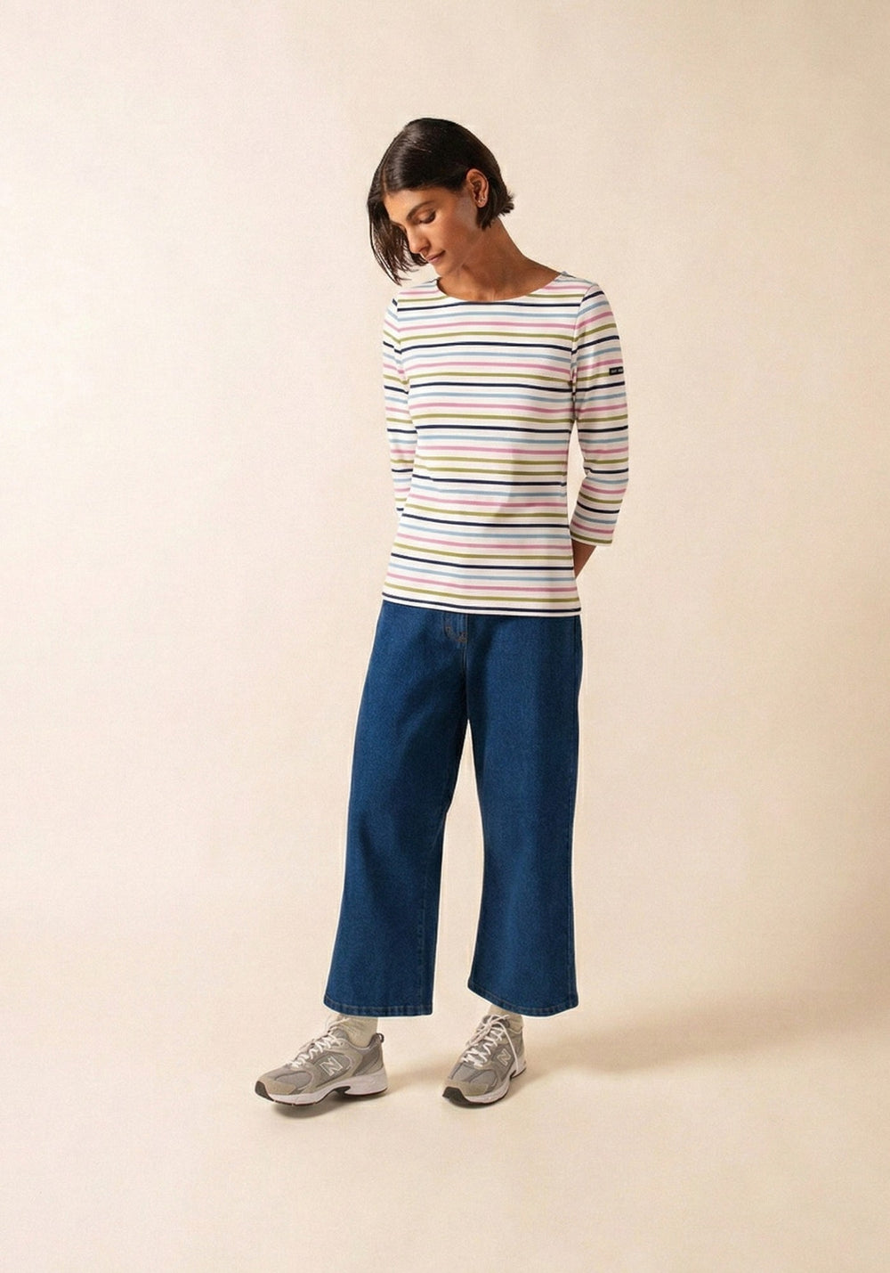 Garde-Cote Multicolor Striped Top (WHITE / SAGE OLIVE)