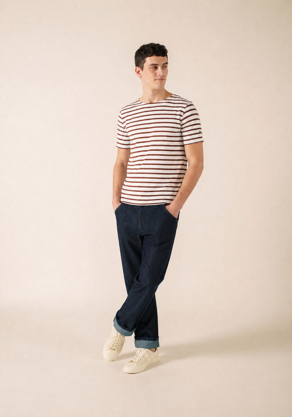 LEVANT MODERN Breton Shirt (WHITE / CHOCOLATE)