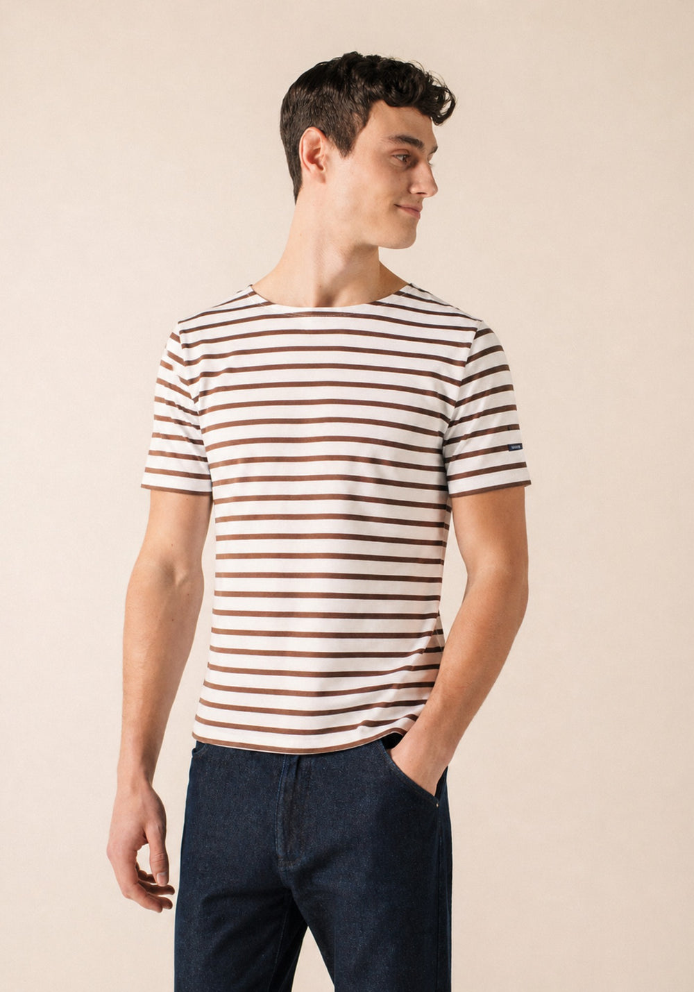 LEVANT MODERN Breton Shirt (WHITE / CHOCOLATE)