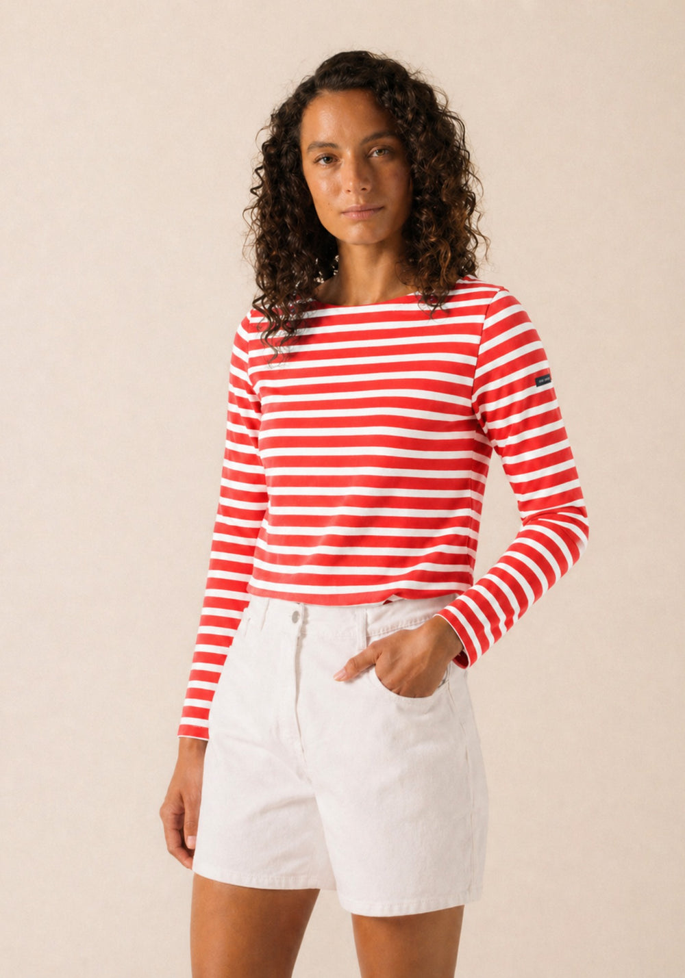 MERIDAME II Breton Shirt (POPPY RED / WHITE)