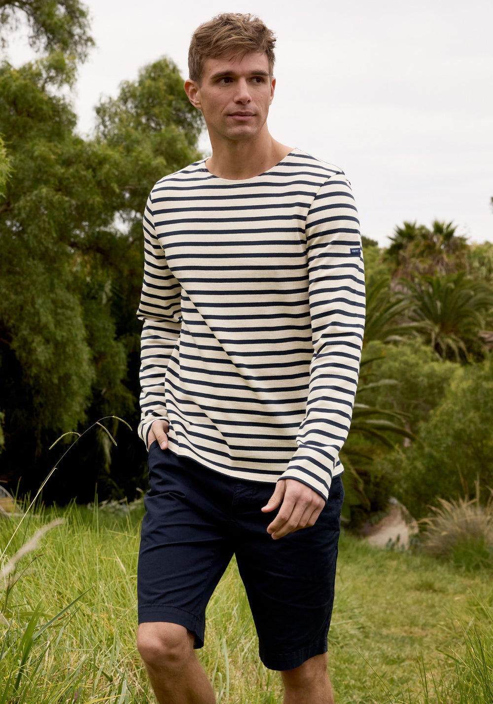 MERIDIEN MODERNE - Original Breton Shirt | Heavyweight Cotton | Men Fit (ECRU / NAVY)